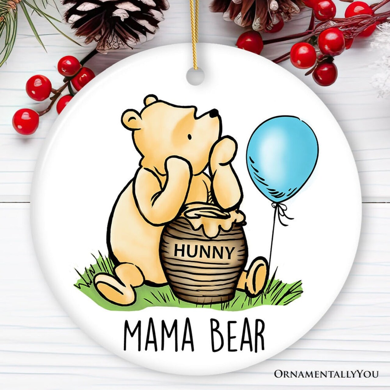 Charming Mama Bear Ornament, Cute Pooh For Mother's Days Gift and Tree Decor